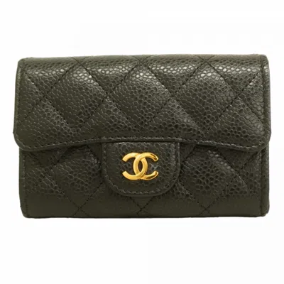 Pre-owned Chanel Grained Calfskin Coin Purse/coin Case () In Black