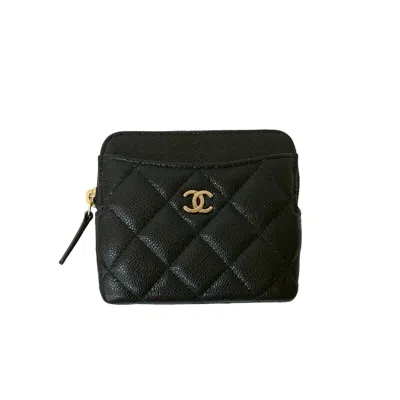 Pre-owned Chanel Grained Calfskin Coin Purse/coin Case () In Black