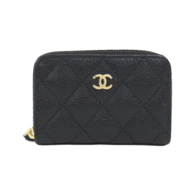 Pre-owned Chanel Grained Calfskin Coin Purse/coin Case () In Black