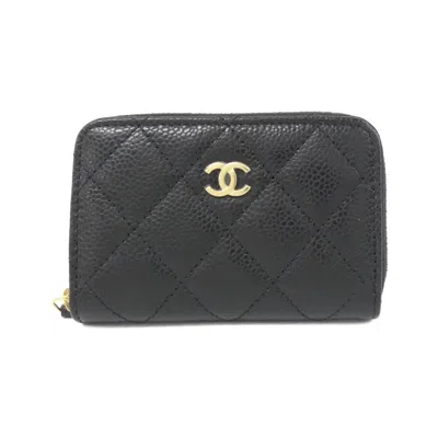 Pre-owned Chanel Grained Calfskin Coin Purse/coin Case () In Black