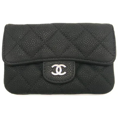 Pre-owned Chanel Grained Calfskin Coin Purse/coin Case () In Black