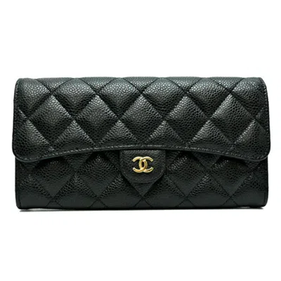 Pre-owned Chanel Grained Calfskin Coin Purse/coin Case () In Black