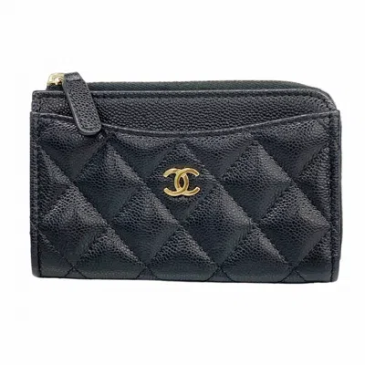 Pre-owned Chanel Grained Calfskin Coin Purse/coin Case () In Black