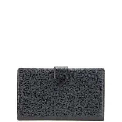 Pre-owned Chanel Grained Calfskin Coin Purse/coin Case () In Black