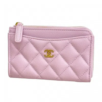 Pre-owned Chanel Grained Calfskin Coin Purse/coin Case () In Purple