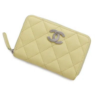 Pre-owned Chanel Grained Calfskin Coin Purse/coin Case () In Yellow
