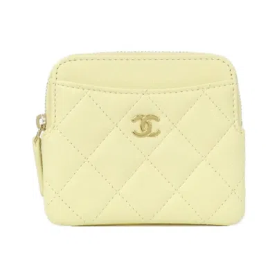 Pre-owned Chanel Grained Calfskin Coin Purse/coin Case () In Yellow