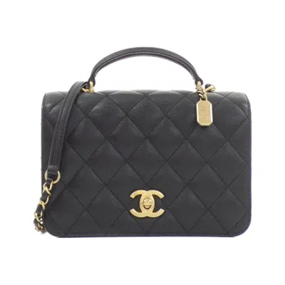 Pre-owned Chanel Grained Calfskin Handbag () In Black