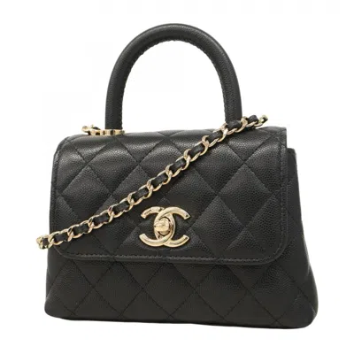 Pre-owned Chanel Grained Calfskin Handbag () In Black