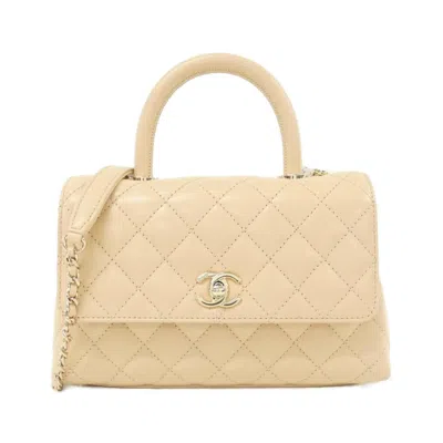 Pre-owned Chanel Grained Calfskin Handbag () In Sand