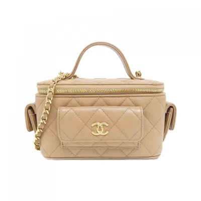 Pre-owned Chanel Grained Calfskin Handbag () In Sand
