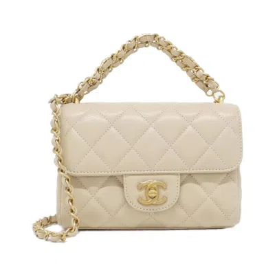 Pre-owned Chanel Grained Calfskin Handbag () In Sand