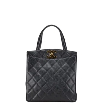 Pre-owned Chanel Grained Calfskin Handbag Tote Bag () In Black