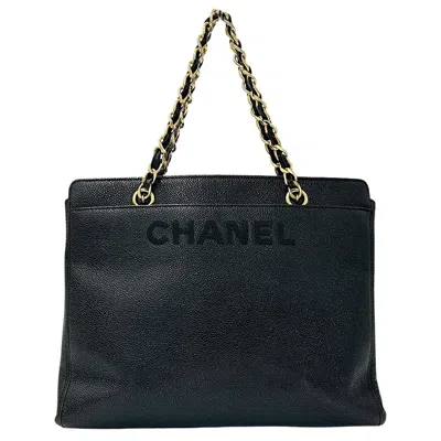 Pre-owned Chanel Grained Calfskin Handbag Tote Bag () In Black