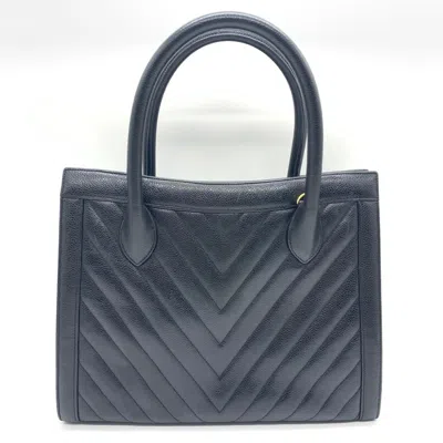 Pre-owned Chanel Grained Calfskin Handbag Tote Bag () In Blue