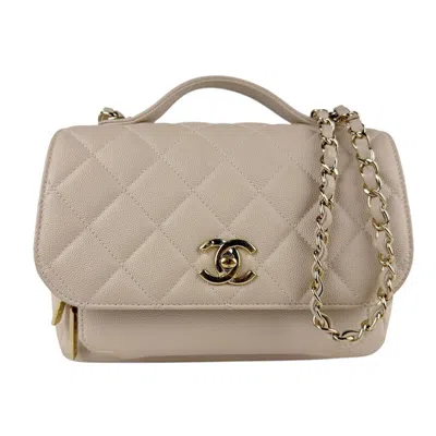 Pre-owned Chanel Grained Calfskin Leather Handbag Shoulder Bag () In Sand
