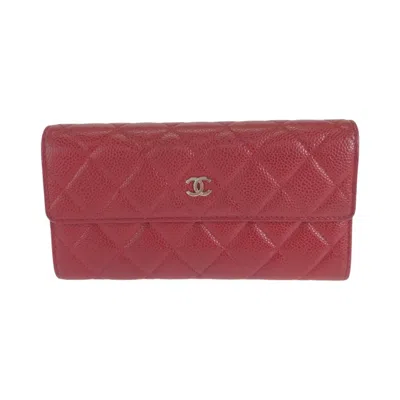 Pre-owned Chanel Grained Calfskin Long Wallet (bi-fold) () In Multi