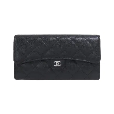 Pre-owned Chanel Grained Calfskin Long Wallet (bi-fold) () In Multi