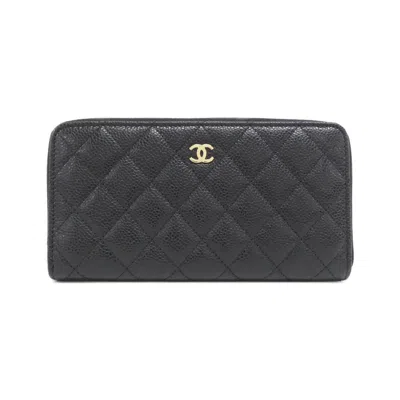 Pre-owned Chanel Grained Calfskin Long Wallet (bi-fold) () In Multi