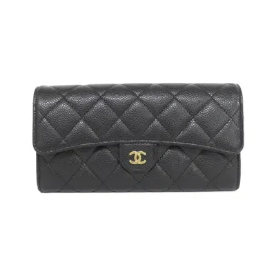 Pre-owned Chanel Grained Calfskin Long Wallet (bi-fold) () In Multi