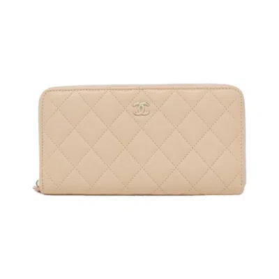 Pre-owned Chanel Grained Calfskin Long Wallet (bi-fold) () In Pink