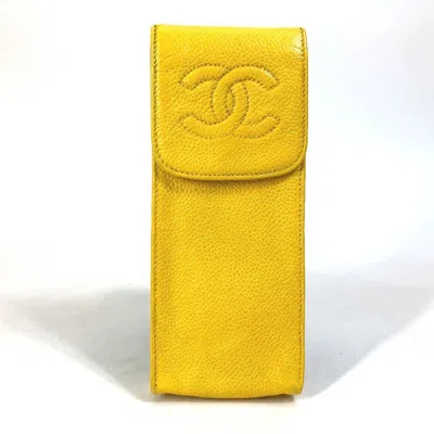 Pre-owned Chanel Grained Calfskin Pouch () In Yellow