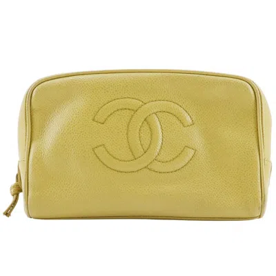 Pre-owned Chanel Grained Calfskin Pouch () In Yellow