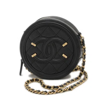 Pre-owned Chanel Grained Calfskin Shoulder Bag () In Black
