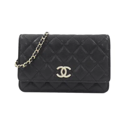 Pre-owned Chanel Grained Calfskin Shoulder Bag () In Black