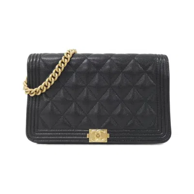 Pre-owned Chanel Grained Calfskin Shoulder Bag () In Black