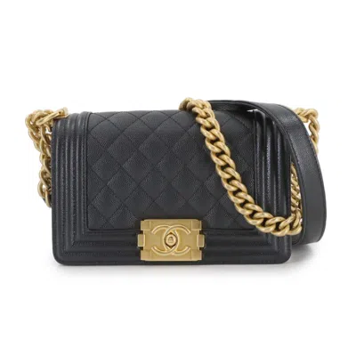 Pre-owned Chanel Grained Calfskin Shoulder Bag () In Black