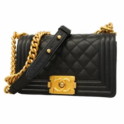 Pre-owned Chanel Grained Calfskin Shoulder Bag () In Black