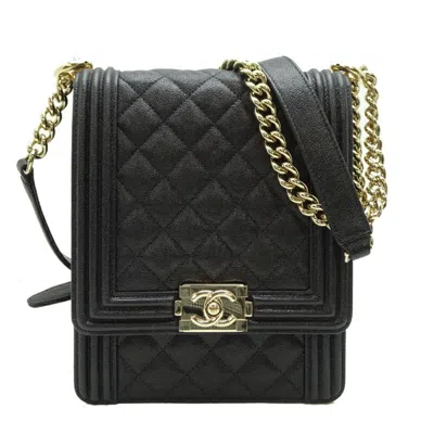 Pre-owned Chanel Grained Calfskin Shoulder Bag () In Black