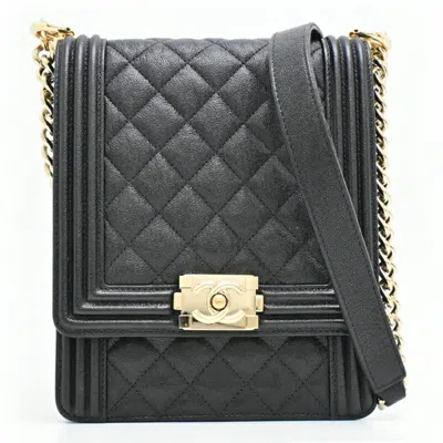 Pre-owned Chanel Grained Calfskin Shoulder Bag () In Black