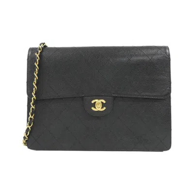Pre-owned Chanel Grained Calfskin Shoulder Bag () In Black