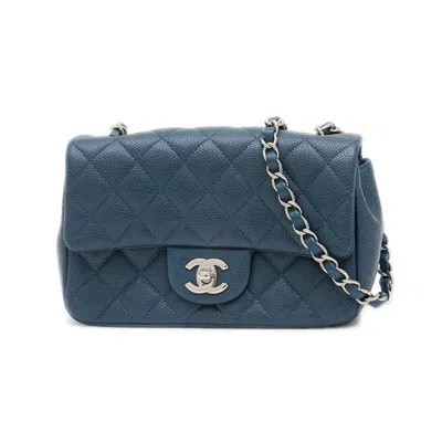 Pre-owned Chanel Grained Calfskin Shoulder Bag () In Blue