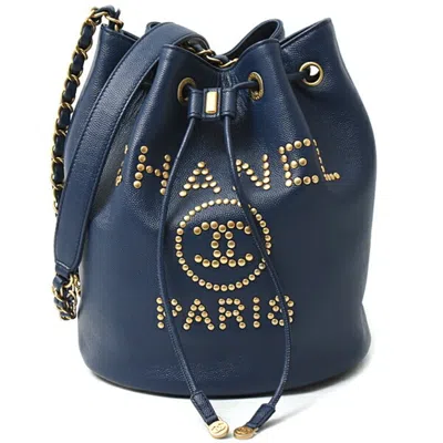 Pre-owned Chanel Grained Calfskin Shoulder Bag () In Blue