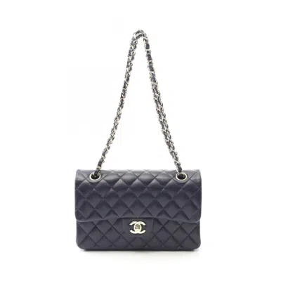 Pre-owned Chanel Grained Calfskin Shoulder Bag () In Blue