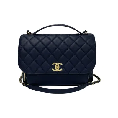 Pre-owned Chanel Grained Calfskin Shoulder Bag () In Blue