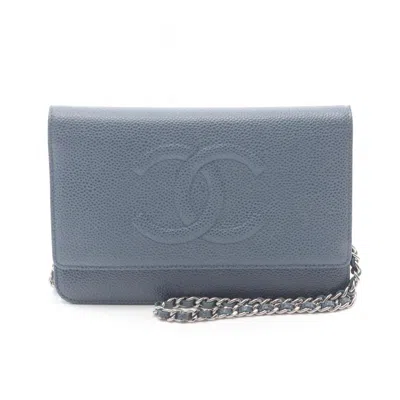 Pre-owned Chanel Grained Calfskin Shoulder Bag () In Blue