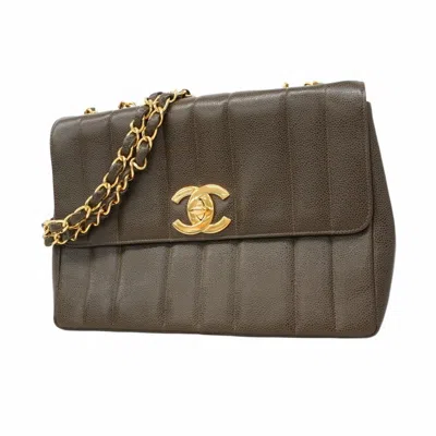 Pre-owned Chanel Grained Calfskin Shoulder Bag () In Brown