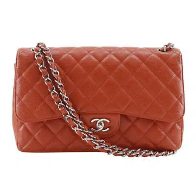 Pre-owned Chanel Grained Calfskin Shoulder Bag () In Orange