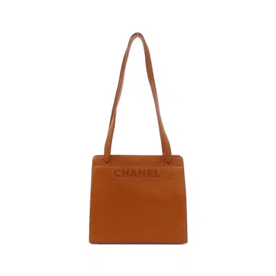 Pre-owned Chanel Grained Calfskin Shoulder Bag () In Orange