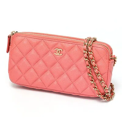 Pre-owned Chanel Grained Calfskin Shoulder Bag () In Pink