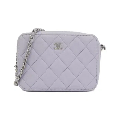 Pre-owned Chanel Grained Calfskin Shoulder Bag () In Purple