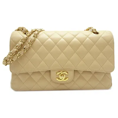 Pre-owned Chanel Grained Calfskin Shoulder Bag () In Sand