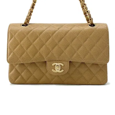 Pre-owned Chanel Grained Calfskin Shoulder Bag () In Sand