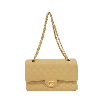 Pre-owned Chanel Grained Calfskin Shoulder Bag () In Sand