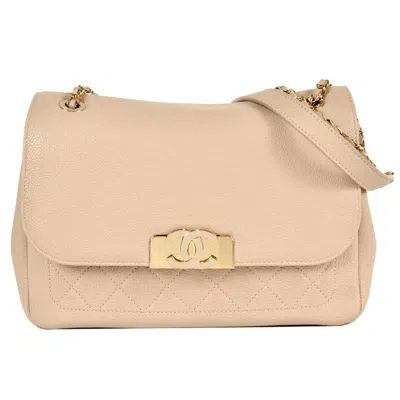 Pre-owned Chanel Grained Calfskin Shoulder Bag () In Sand