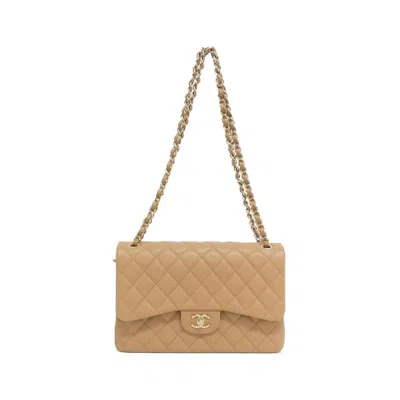 Pre-owned Chanel Grained Calfskin Shoulder Bag () In Sand